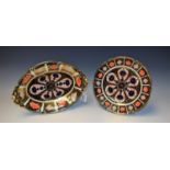 A Royal Crown Derby 1128 pattern shaped oval dish, pierced acorn handles, 29.