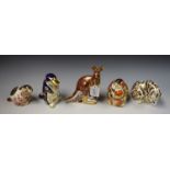 A Royal Crown Derby paperweight, Kangeroo, second quality; others, Monkey and Baby, Beaver,