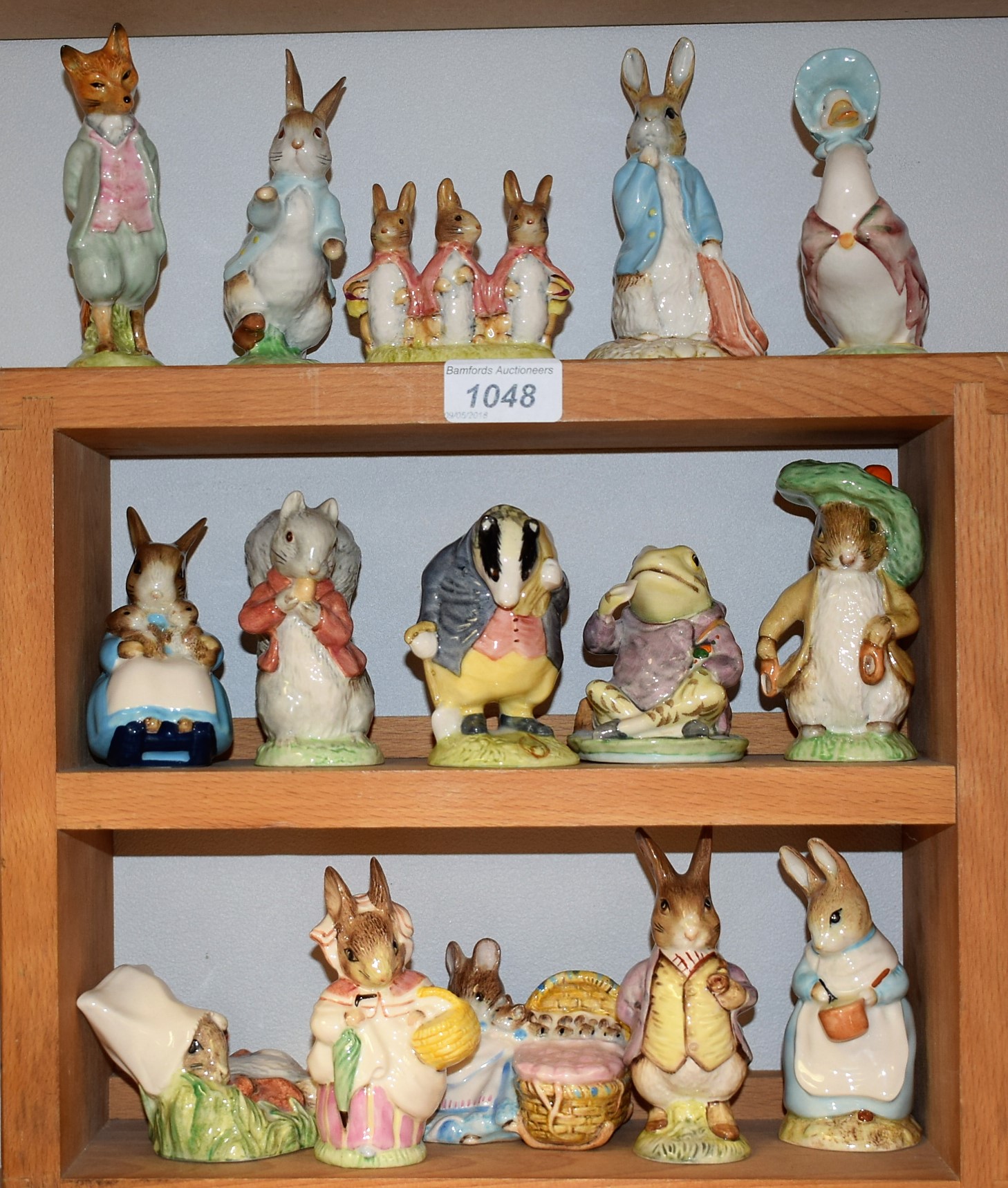 Royal Albert Beatrix Potter ceramic figures including Timmy Tiptoes, Jeremy Fisher, Peter Rabbit,