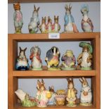 Royal Albert Beatrix Potter ceramic figures including Timmy Tiptoes, Jeremy Fisher, Peter Rabbit,