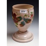 A Victorian opaque mokka glass vase, painted with flowers,