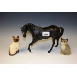 A Beswick ceramic model, Black Beauty; others, Siamese Cat 1887,