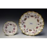 Ceramics - a Royal Crown Derby Royal Antoinette wavy edge plate, 26cm; another, similar,