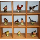 Beswick ceramic bird models including Chaffinch, Bullfinch, Goldfinch, Greenfinch, Wren,