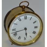 An early 20th century French lacquered brass drum timepiece, c.