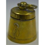 A late Victorian/Edwardian brass novelty inkwell, as a 1lb weight, c.