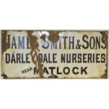 Local Advertisement - early/mid 20th century enamel sign 'James Smith & Sons Darley Dale Nurseries