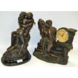 A bronze effect figural group, The Lovers,