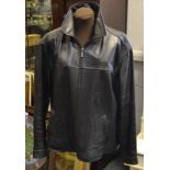 A gentleman's black leather jacket, by Jaeger, size L,