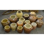 Stoneware - various salt/treacle glazed storage jars