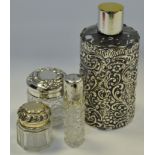 An Edwardian silver perfume bottle sleeve,