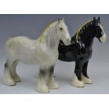 A Beswick black shire horse, printed mark, sticker, model no.