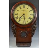 A 19th century mahogany drop case wall clock, the 29.