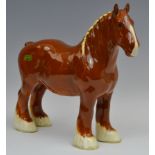 A Beswick chestnut shire horse, printed mark, sticker, model no.