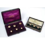 A set of thee Victorian silver coral set gentleman's dress studs,