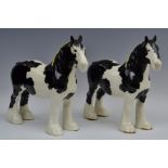 A Beswick Piebald Shire Horse, with black markings, 21.5cm high, printed mark, model no.