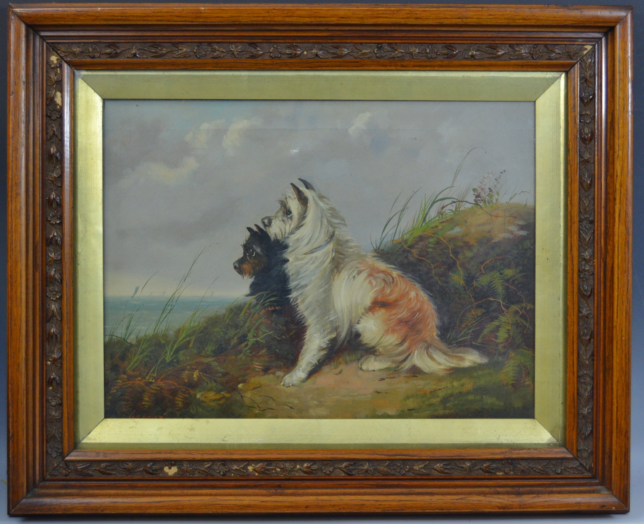 **Lascar (19th century) Two Terriers oil on canvas,