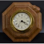 Robert Thomas Mouseman of Kilburn - an oak octagonal wall clock, 19cm wide,