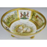 A Coalport The Derby Ram bowl, printed with ram to centre, the sides with Haddon Hall,