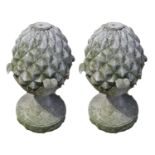 A pair of composite Regency style pineapple finials,