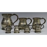 Pewter - a 19th Century bellied pint measure, stamped Lawden & Poole,