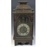 A 19th century German bracket clock, 15cm white enamelled chapter ring , Roman numerals,