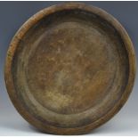 A large sycamore diary bowl, the exterior turned in bands, 54cm diam,