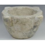 A 19th century marble mortar, with four lugs,