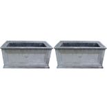 A pair of Palladian design composition rectangular planters, panelled sides, 45.