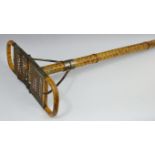 A Victorian bamboo shooting stick, rattan seat, 83cm long,