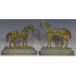 A 19th century brass horse door stop,