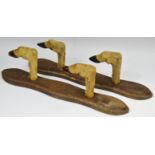 Taxidermy - a pair of deer hoof hat hooks, on shaped back,