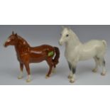 A Beswick chestnut pony, head up, 14cm high, printed mark model no.