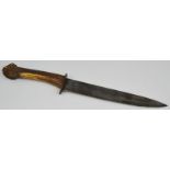 A 19th century hunting knife, the 29cm blade inscribed Defender, the verso Keder & Jair Sheffield,