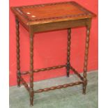 An oak occasional table, rectangular top, border carved in relief,