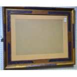 An early 20th century gilded wood frame, royal blue panels, gilt scroll work detail,