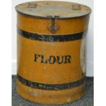 A late 19th century scumbled effect metal flour bin.