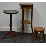 A George III style mahogany wine table; a pot stand of small proportions;