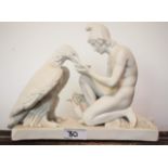 A late 19th century Royal Copenhagen bisque porcelain group, Zeus and Ganymede,