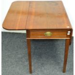 A George III oak Pembroke table, single drawer to one end, faux drawer to opposite end,