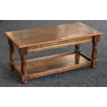A large oak coffee table,