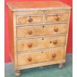 A Victorian scumbled pine chest, moulded top, two short drawers over three long,