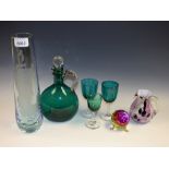 Glassware - a Victorian green glass decanter,