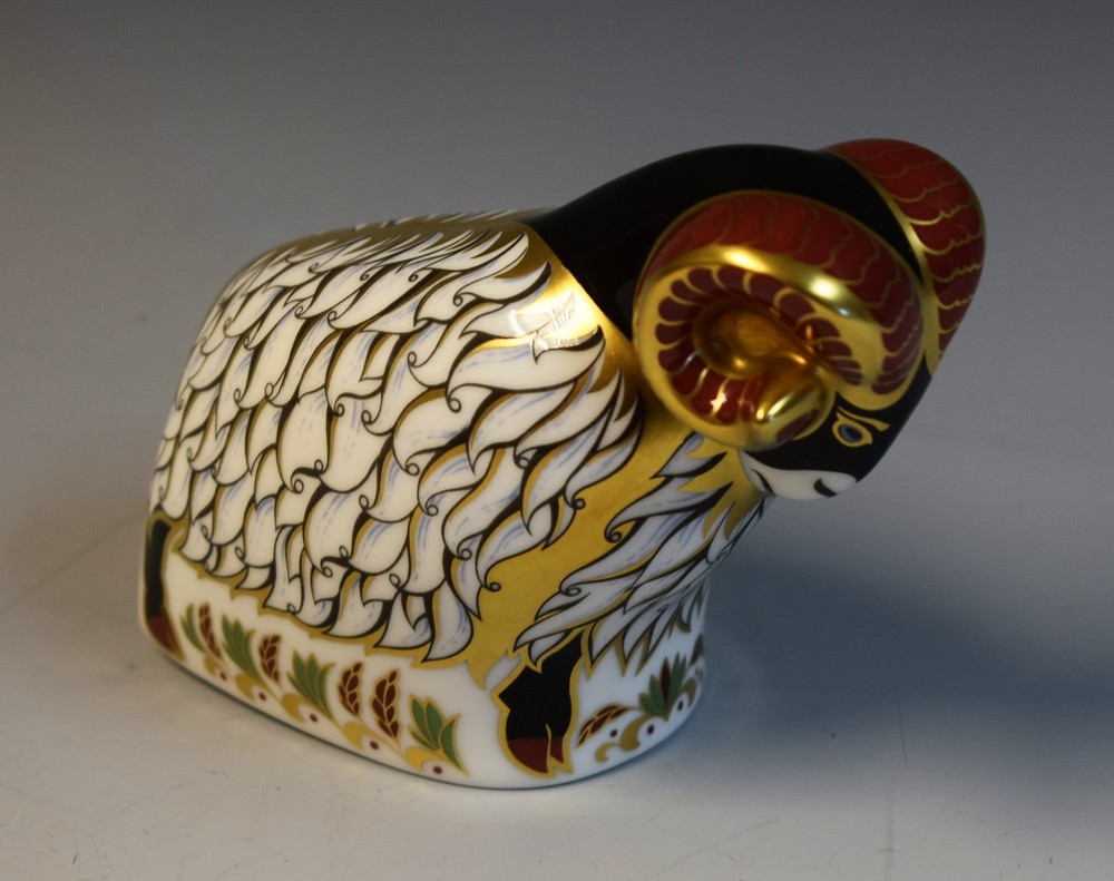 A Royal Crown Derby Ram paperweight exclusive,