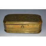 A 19th century Malay brass canted rectangular betel box,