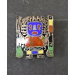 A 925 silver and enamel Aztec brooch