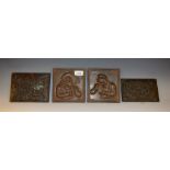 A 19th century Continental dark patinated bronze rectangular plaque,