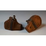 A pair of Chilean iron bound hardwood child's stirrups,