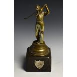 Sport - Golf - a presentation bronze, of a golfer taking a swing,