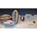 Rugby - a signed England shirt, Jeff Probin; a signed England rugby ball,